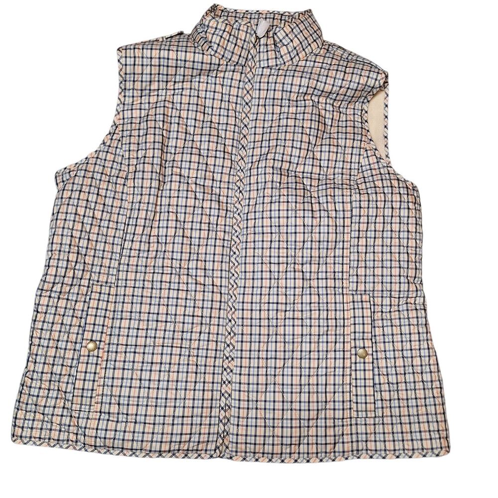 Talbots bundle of NWOT Women's XL quilted puffer vests plaid & Navy fullzip - Picture 4 of 9